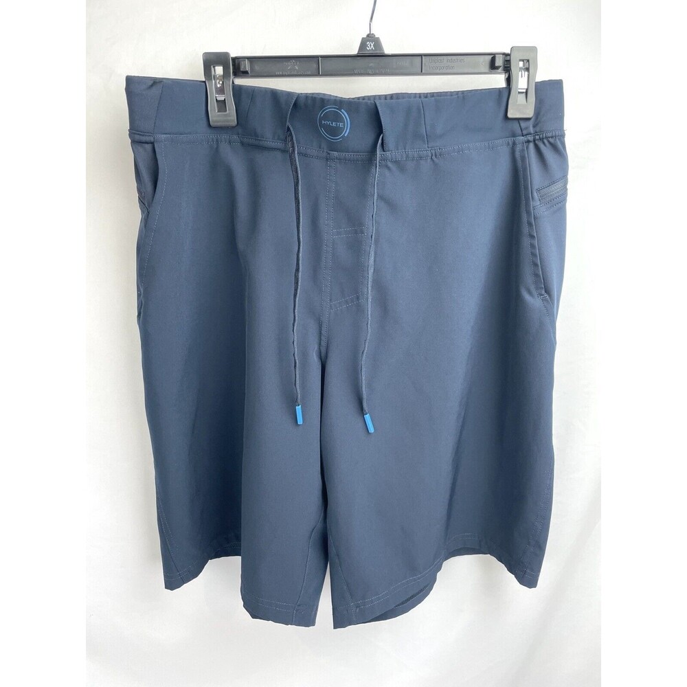 Hylete Men LARGE Blue Above-Knee Gym Shorts Drawstring 10” Athletic